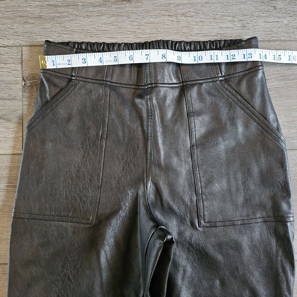 Spanx Joggers Tappered Womens M Black Faux Leather Pull on pants - Picture 2 of 7